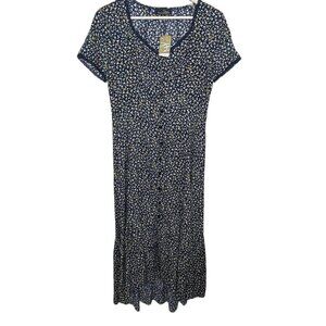 𝅺suzanne betro navy floral maxi ruffle dress